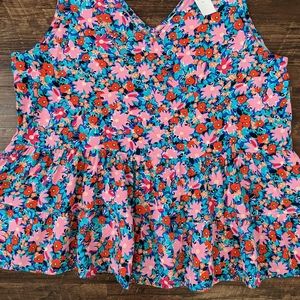 NWT Loft Floral Peplum Tank Top